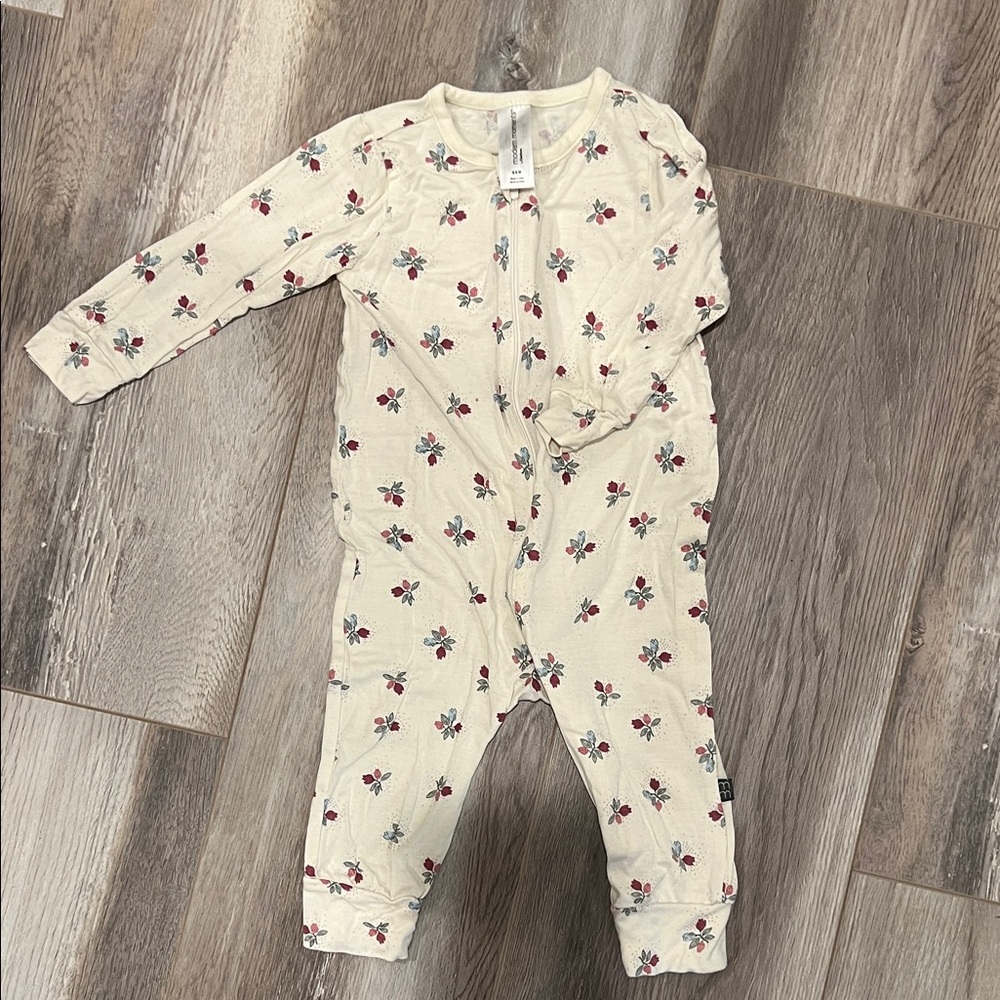 Charming Floral Kids Footie in Cream